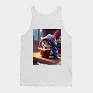 Cute cat reading a book Tank Top